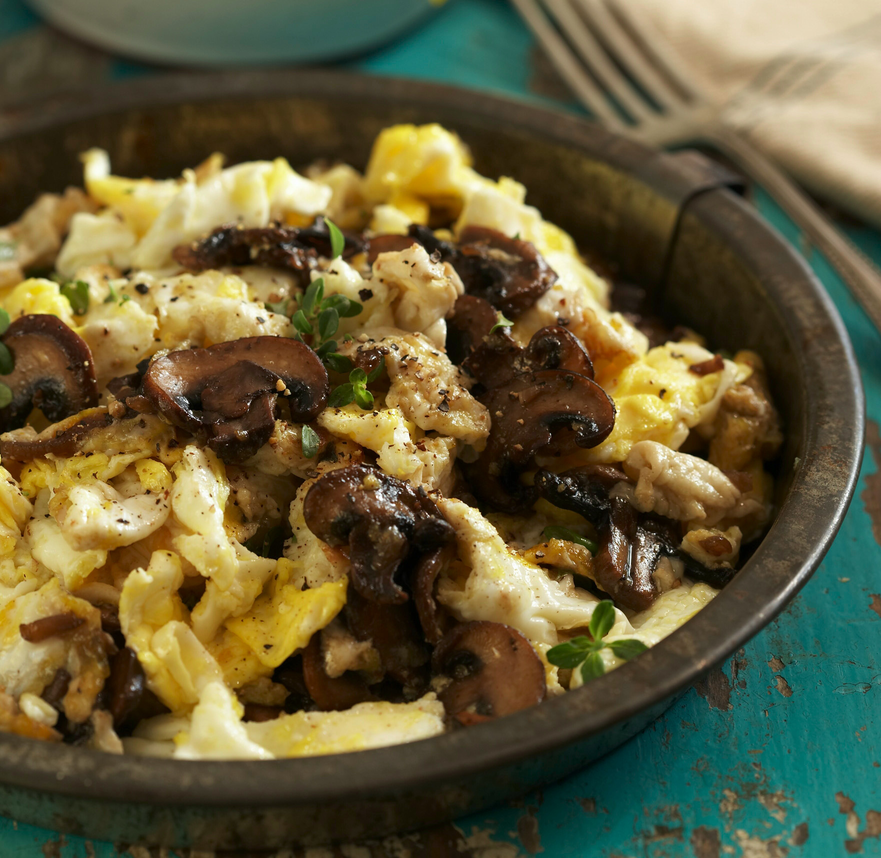 Mushrooms with Scrambled Eggs