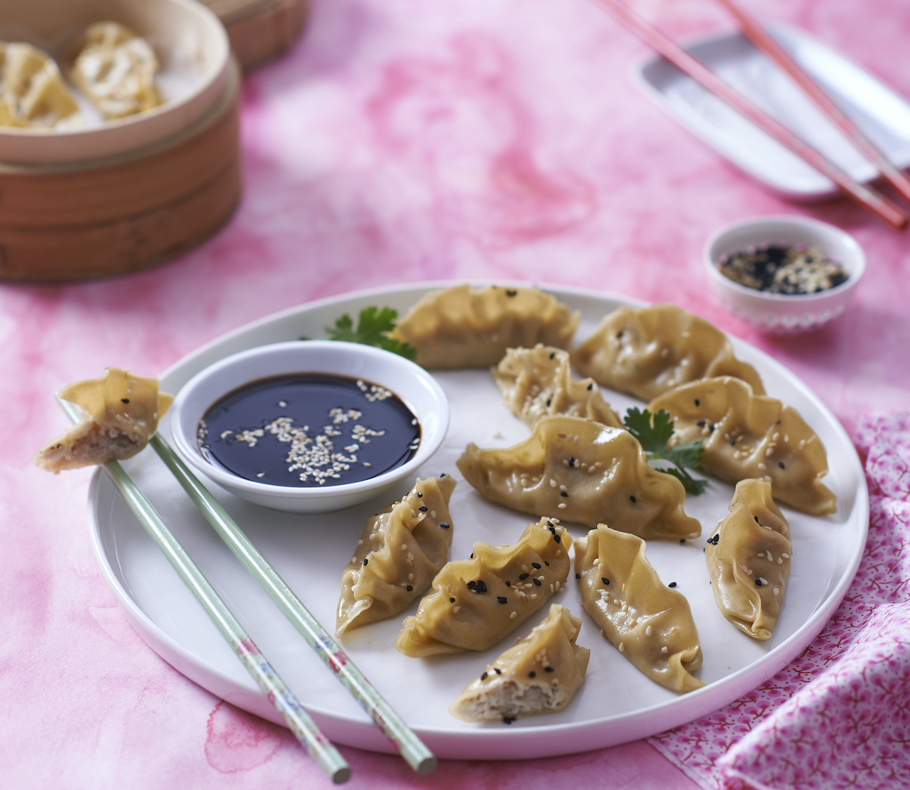 Mushroom and Chicken Open Steamed Wontons