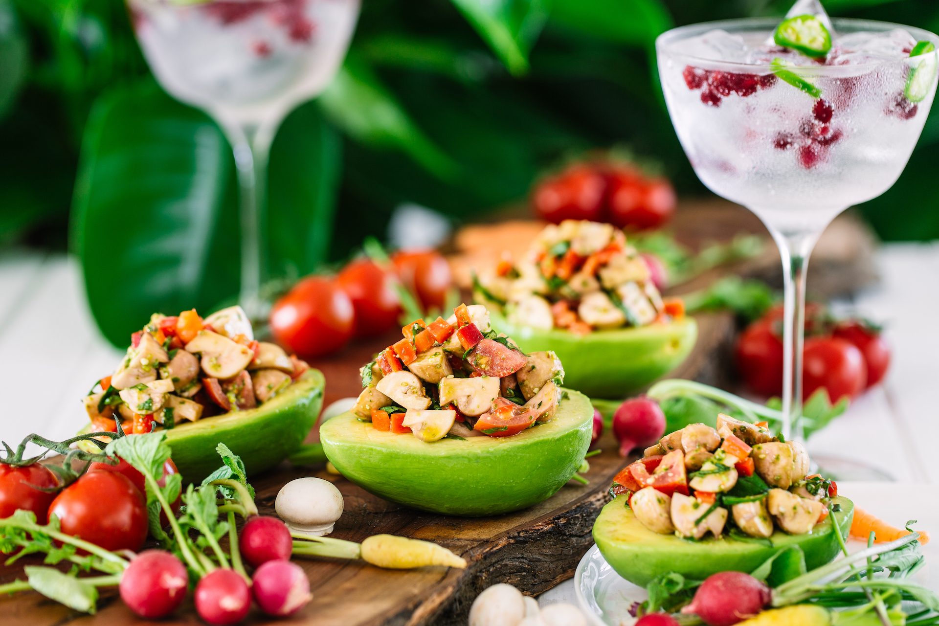 Baby Button Mushroom Stuffed Avocados