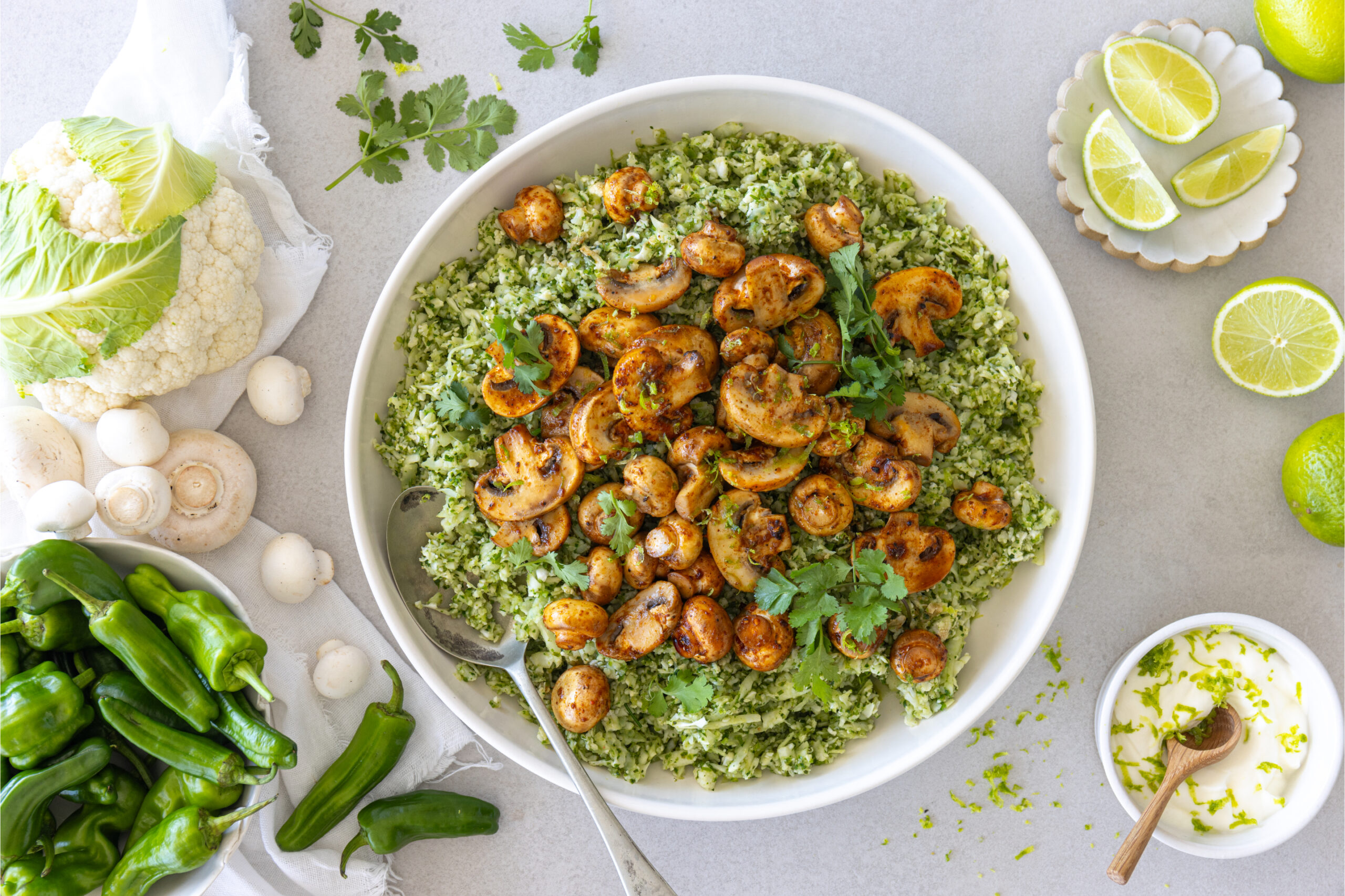 Green Cauli Rice with Mexican Mushrooms - Mushroom Info